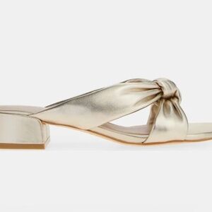 stuart weitzman playa 35 knot gold leather slide sandals size 7 new retail 495$